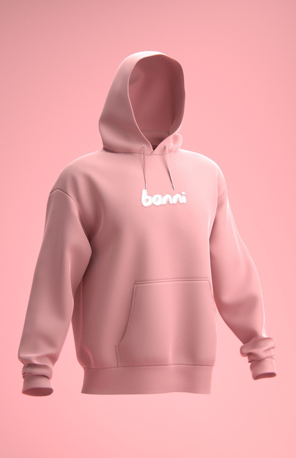 Floating Pink Banni Sweatshirt in front of Pink Background