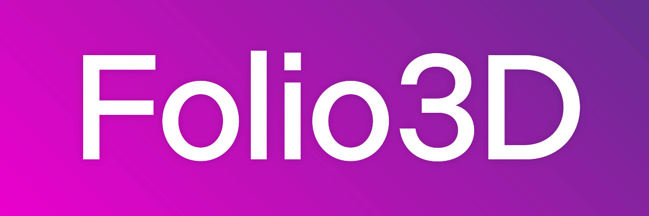 White Text Logo Reading Folio3D Over A Purple to Pink Background